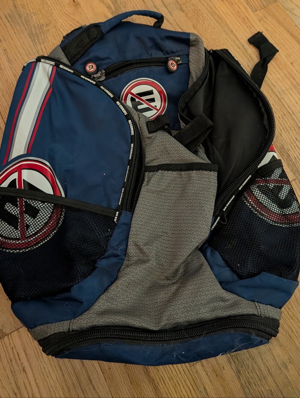 No Errors Baseball Softball Backpack Bat Bag Navy Red Gray Equipment Gear
